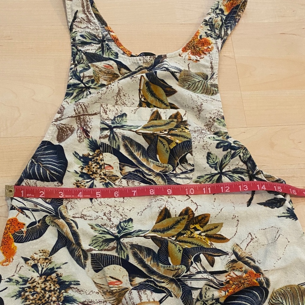 Boho Floral Harem Overalls Drop Crotch Jumpsuit Size M - Picture 3 of 4